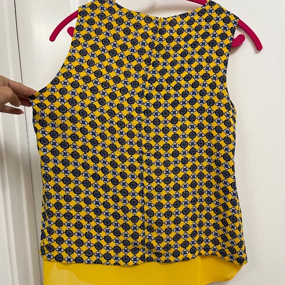 Rose + Olive Sleeveless Yellow Blue Geometric Print Blouse S - Picture 11 of 11